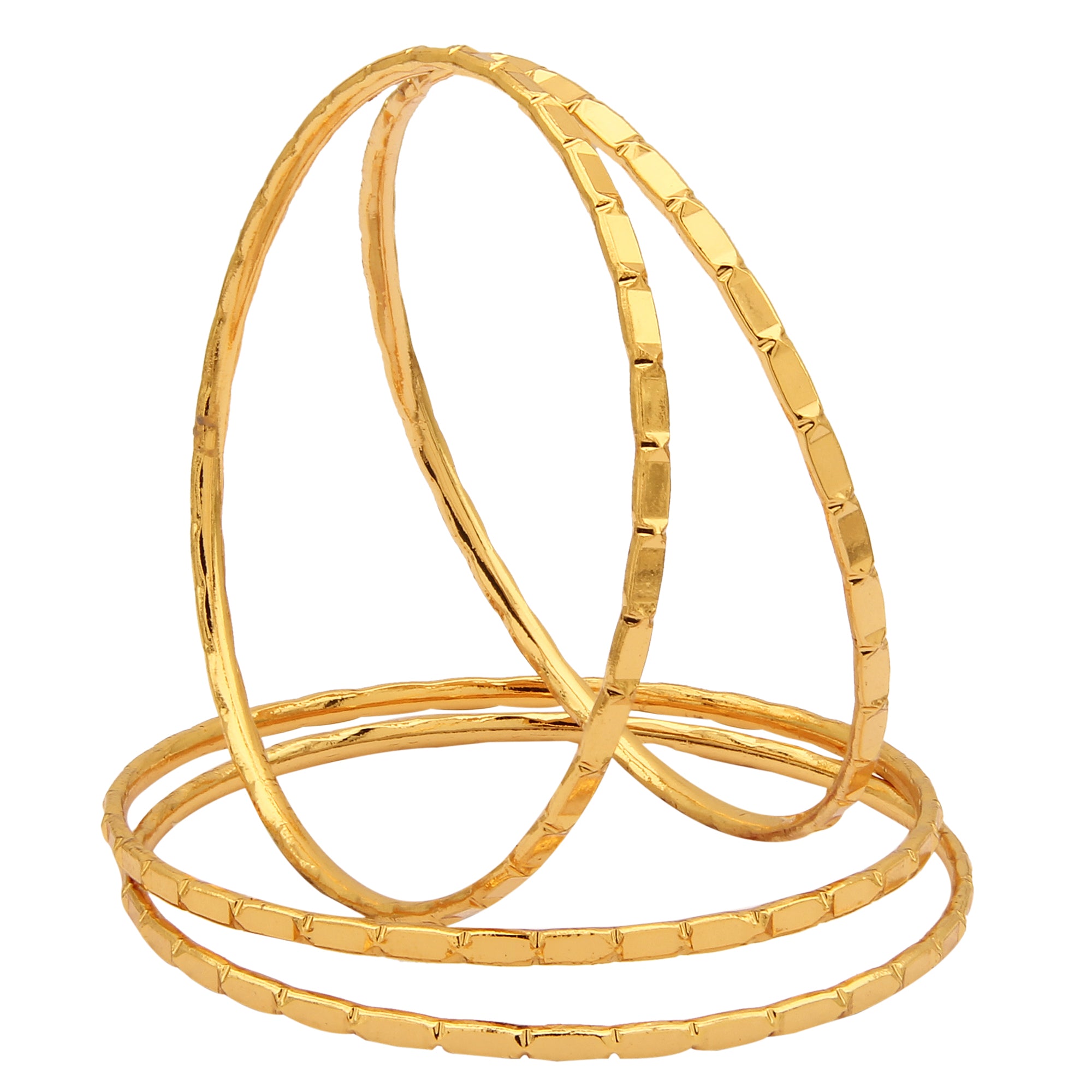 Discover Festive Elegance: Set of 4 Micro Gold Finished Thin Bangles - Latest Jewelry - Sasitrends