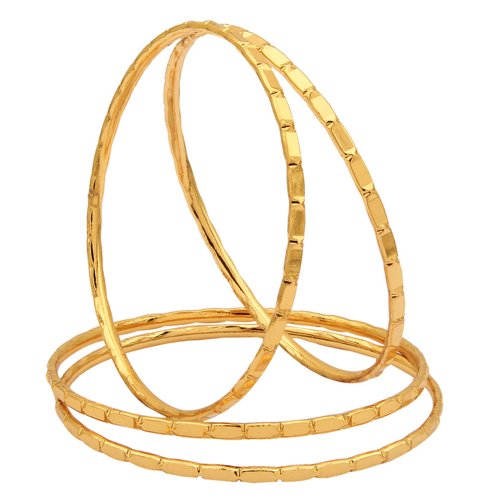 Discover Festive Elegance: Set of 4 Micro Gold Finished Thin Bangles - Latest Jewelry - Sasitrends