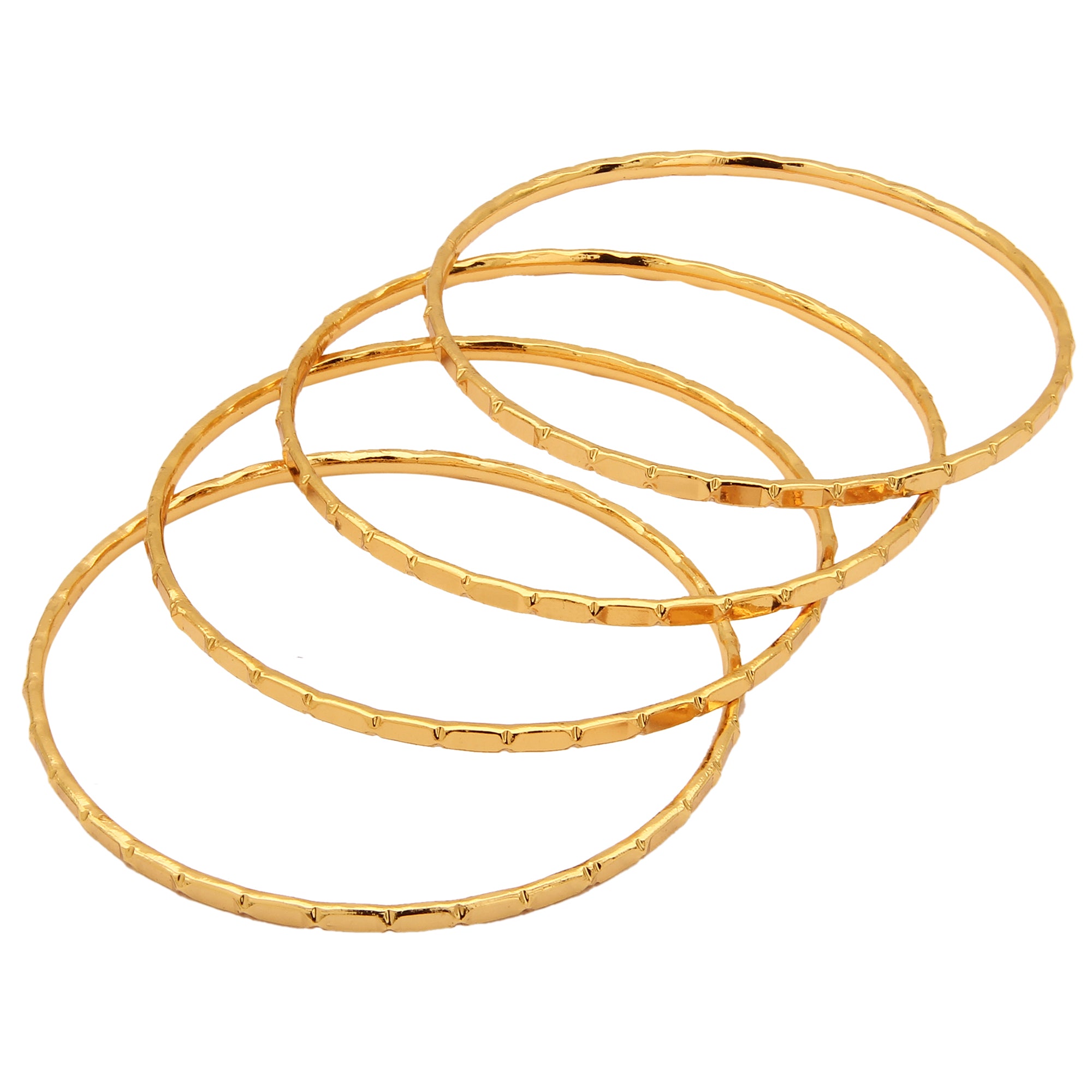 Shop Festive Chic: Set of 4 Micro Gold Finished Thin Bangles Online