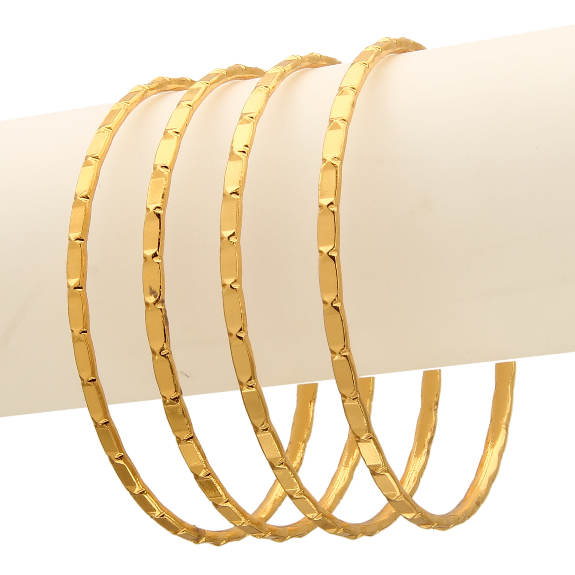 Shop Festive Chic: Set of 4 Micro Gold Finished Thin Bangles Online