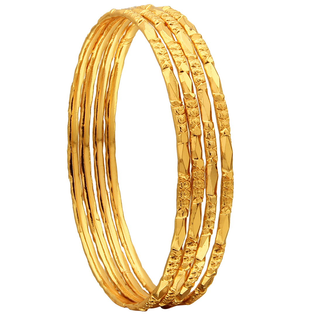 Micro Gold Finished Thin Bangles Set - Festive Jewelry for Online Shopping