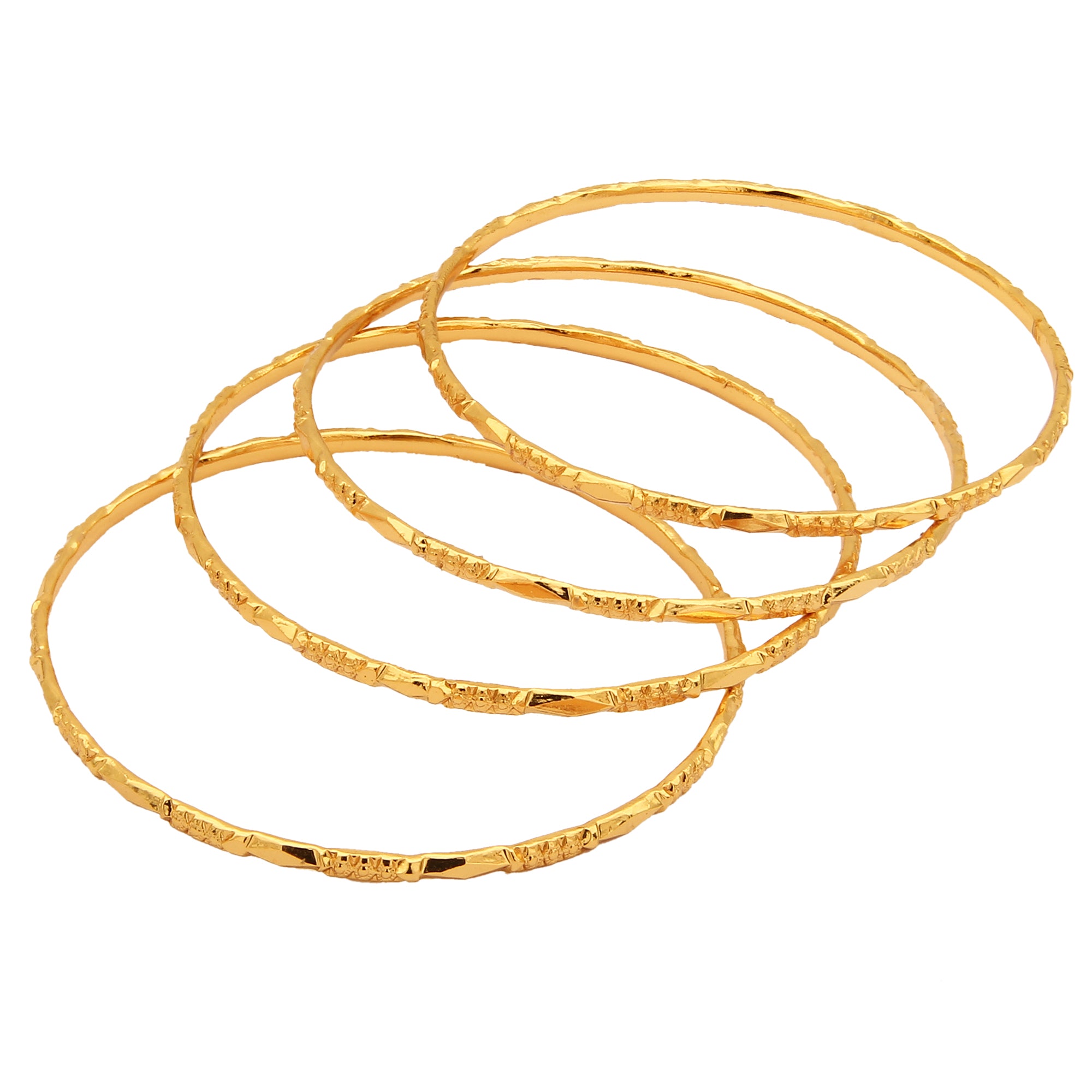 Shop Trendy Micro Gold Finished Thin Bangles Set of 4 for Festive Wear Online