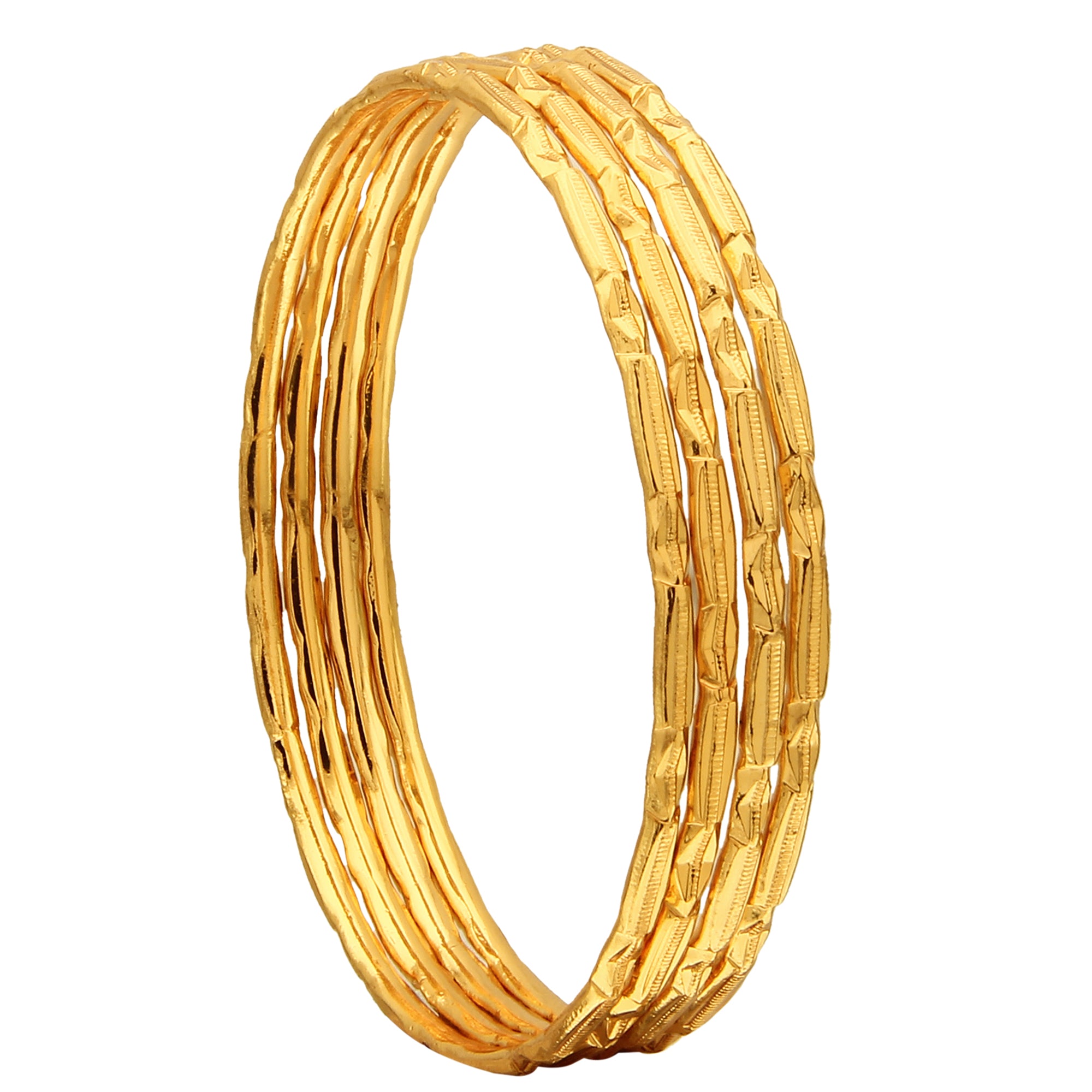 Micro Gold Finished Thin Bangles Set of 4 - Festive Collections - Trendy Jewelry for Online Shopping