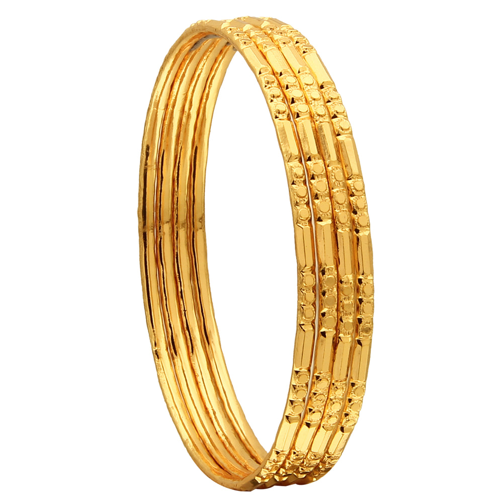 Exclusive Set of 4 Micro Gold-Finished Thin Bangles - Festive Elegance Online