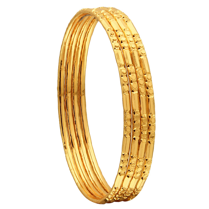 Exclusive Set of 4 Micro Gold-Finished Thin Bangles - Festive Elegance Online