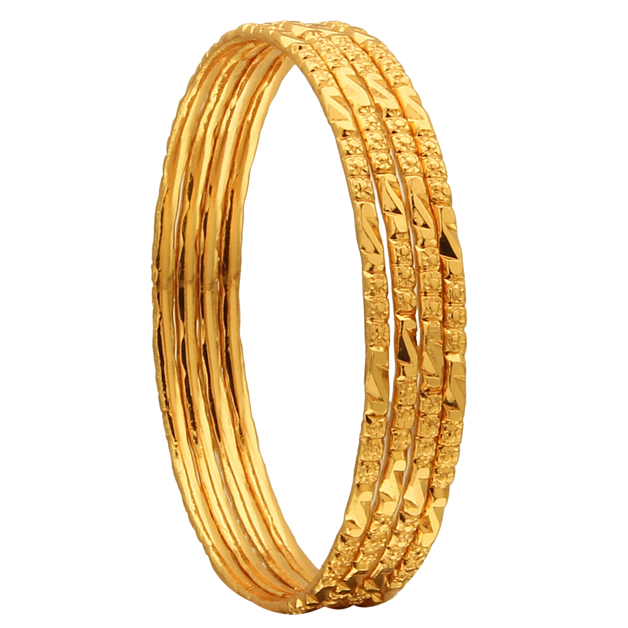 Micro Gold Finished Thin Bangles Set of 4 - Shop Festive Collections Online