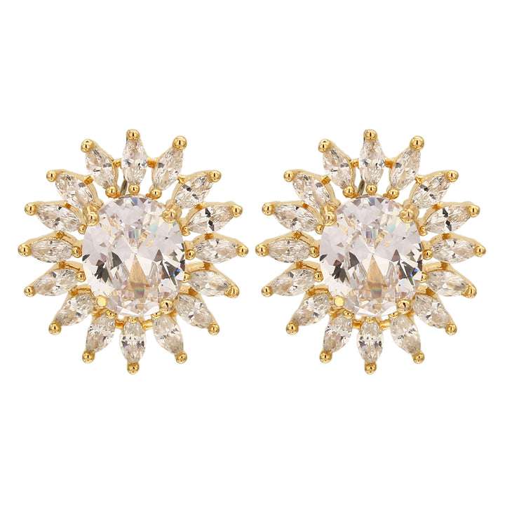 American Diamond Stones Stud Gold Plated Earrings - Sasitrends