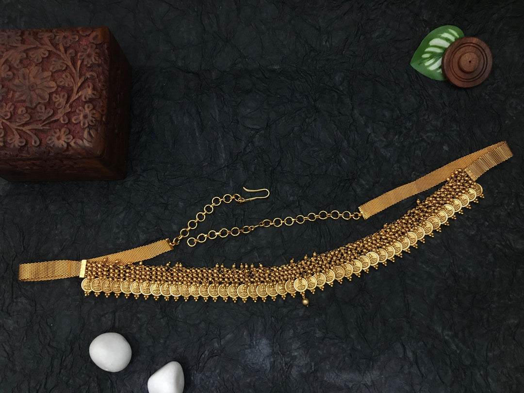 Goddess Lakshmi Traditional Hip Chain - Golden Beads