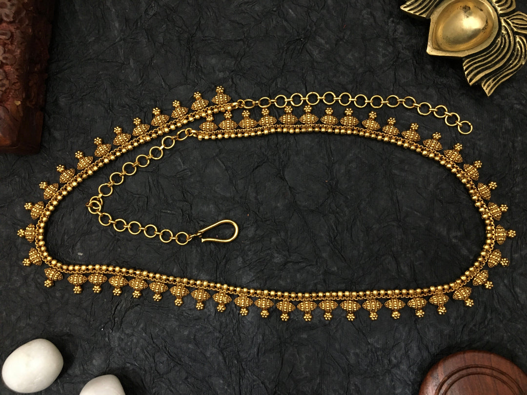 New Traditional Hip Chain with Golden Flower Bead - Festive Ottiyanam