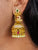 Peacock and Leaf Design Jhumkas with Multi-Color Stones