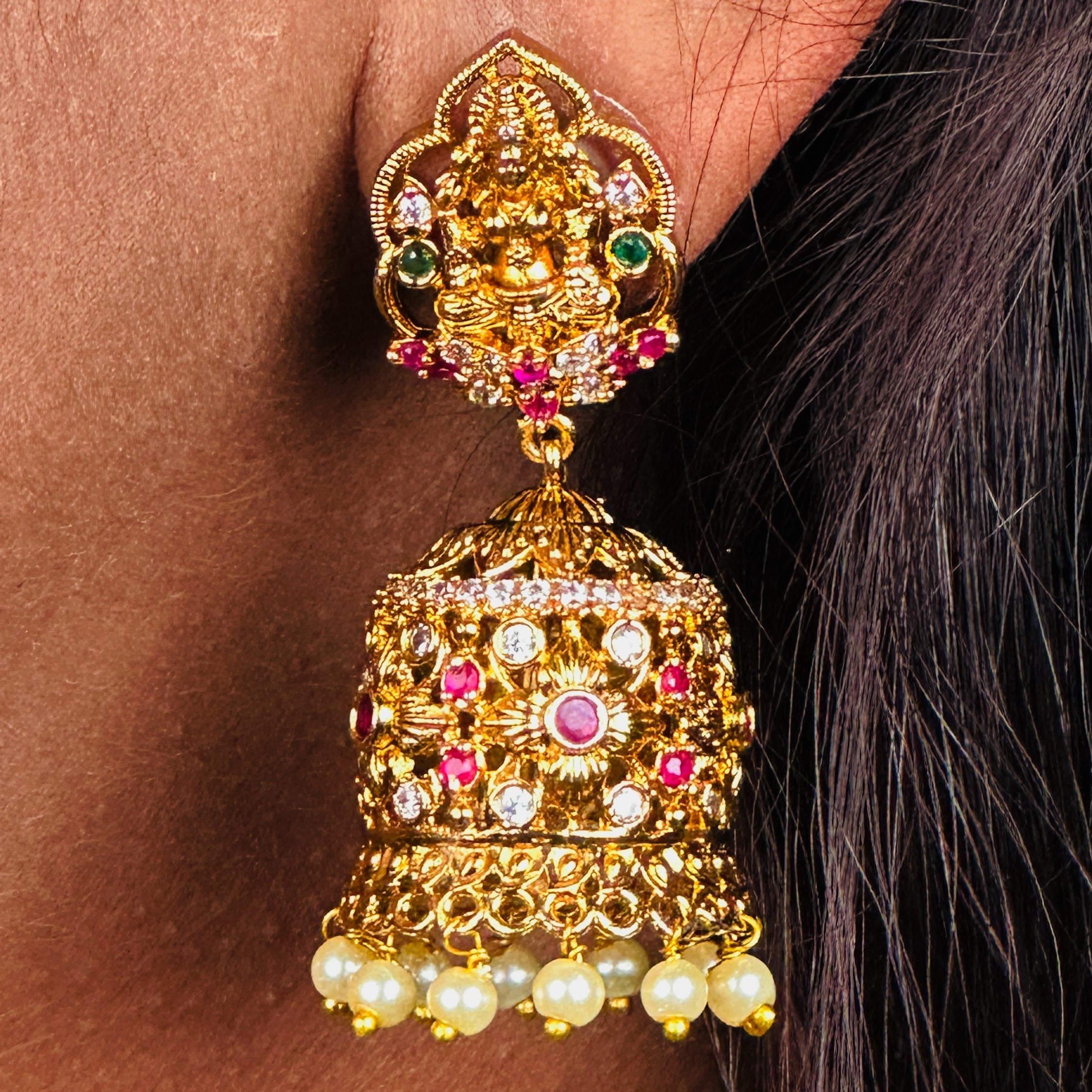 Meenakari Jhumka Earrings in Gold finish – GOCHIKKO