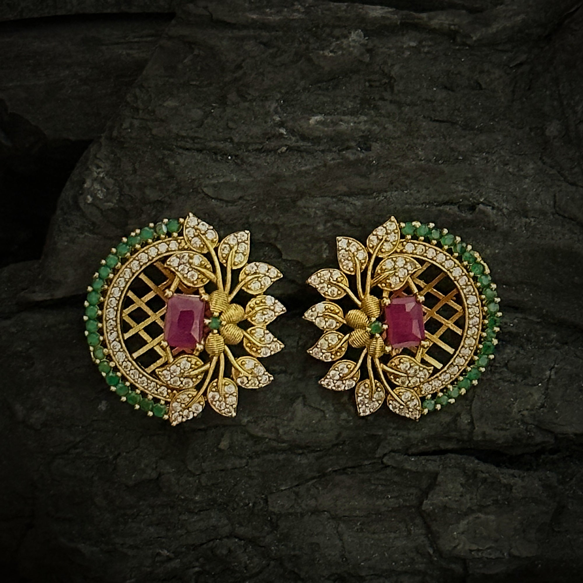 Buy Polki Diamond Earring Designer Polki & Emerald Earrings, Victorian  Antique Style Earring, 925 Sterling Silver Gift for Her Free Shipping.  Online in India - Etsy