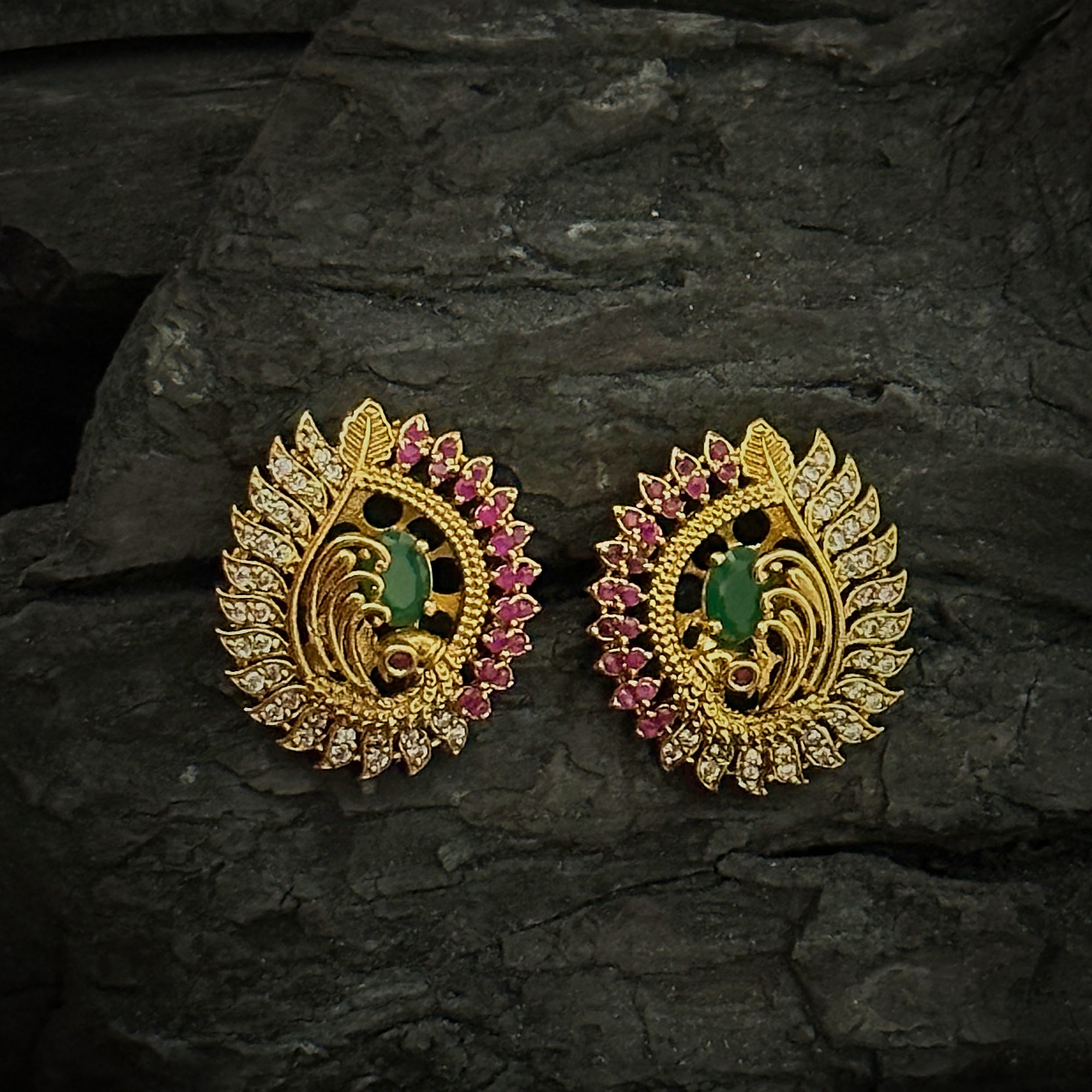 Peacock Face Stud Earrings: Captivating nature-inspired design for elegant accessorizing