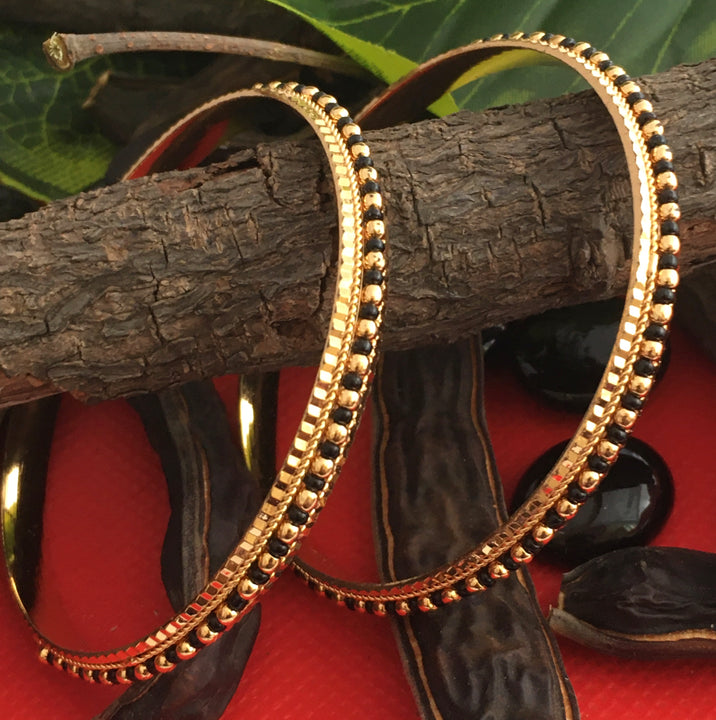 Latest Traditional Micro Gold Plated Black Bead Bangles for Women - Online Exclusive - Sasitrends