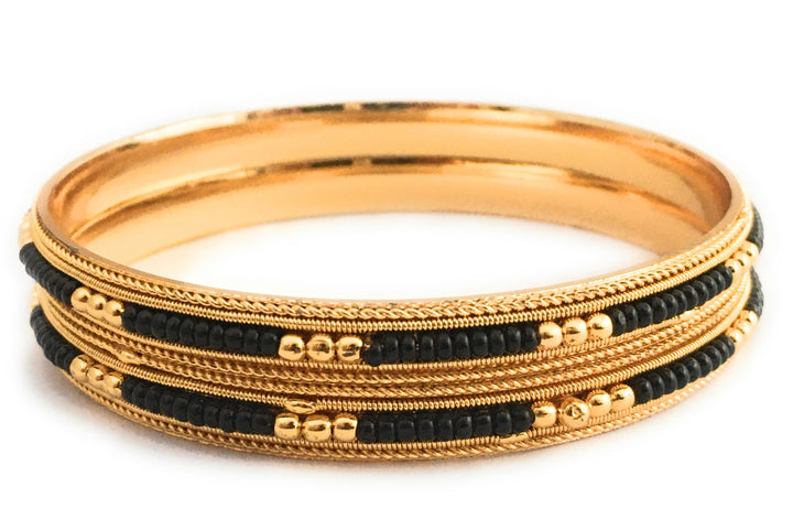 Micro Gold Coated Black Bangles