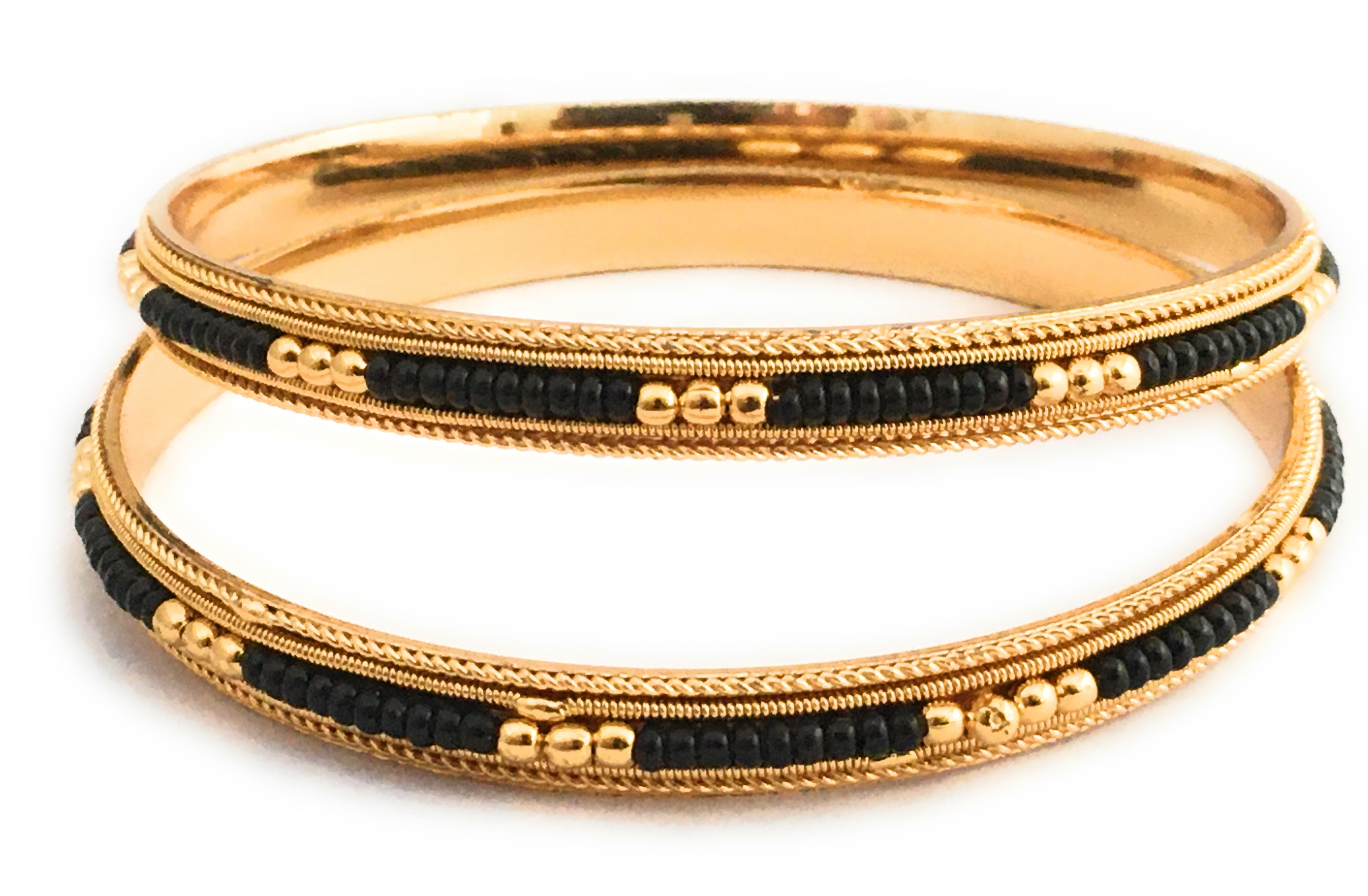 Micro Gold Coated Black Bangles