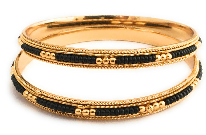 Micro Gold Coated Black Bangles