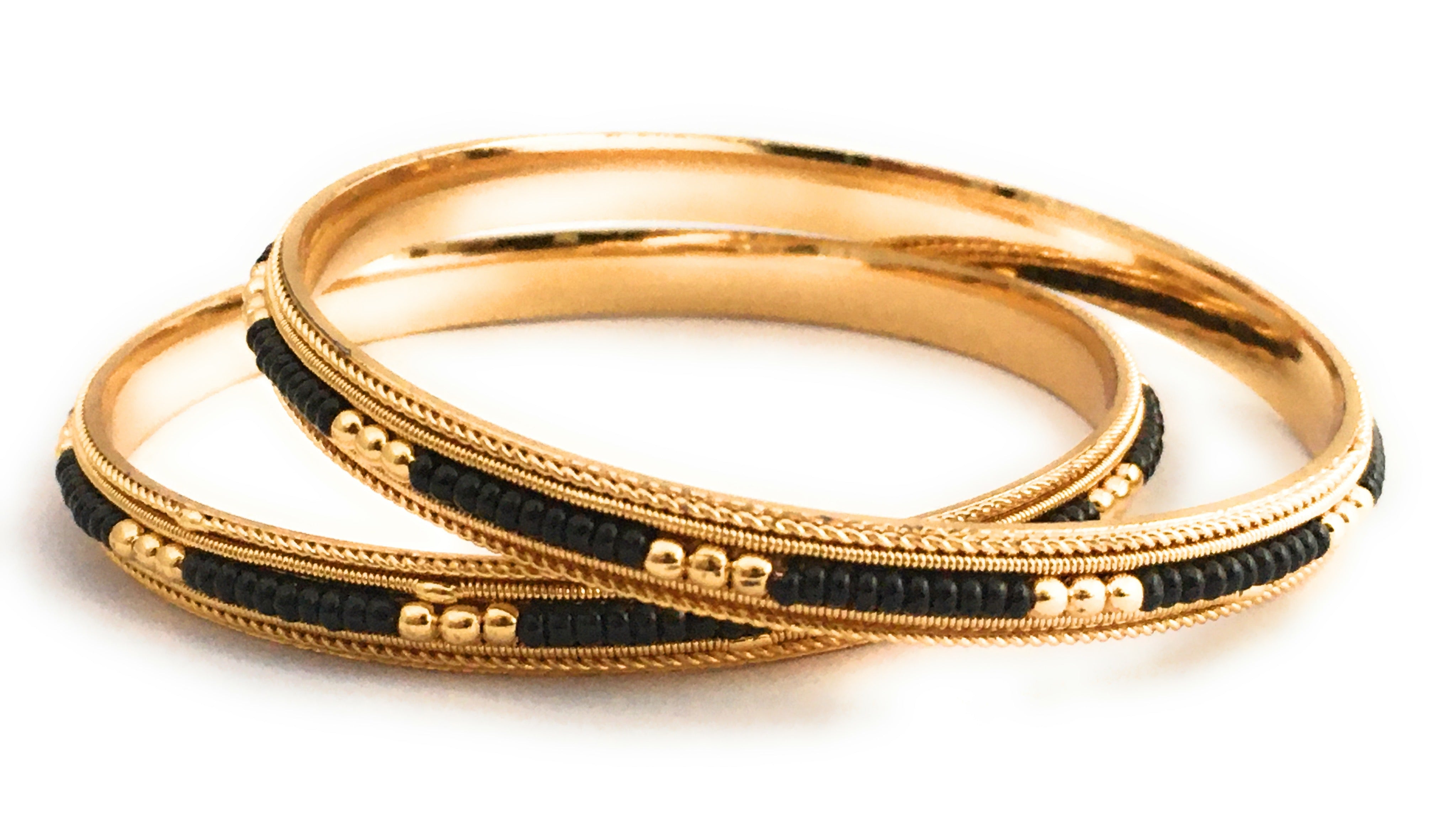 Micro Gold Coated Black Bangles