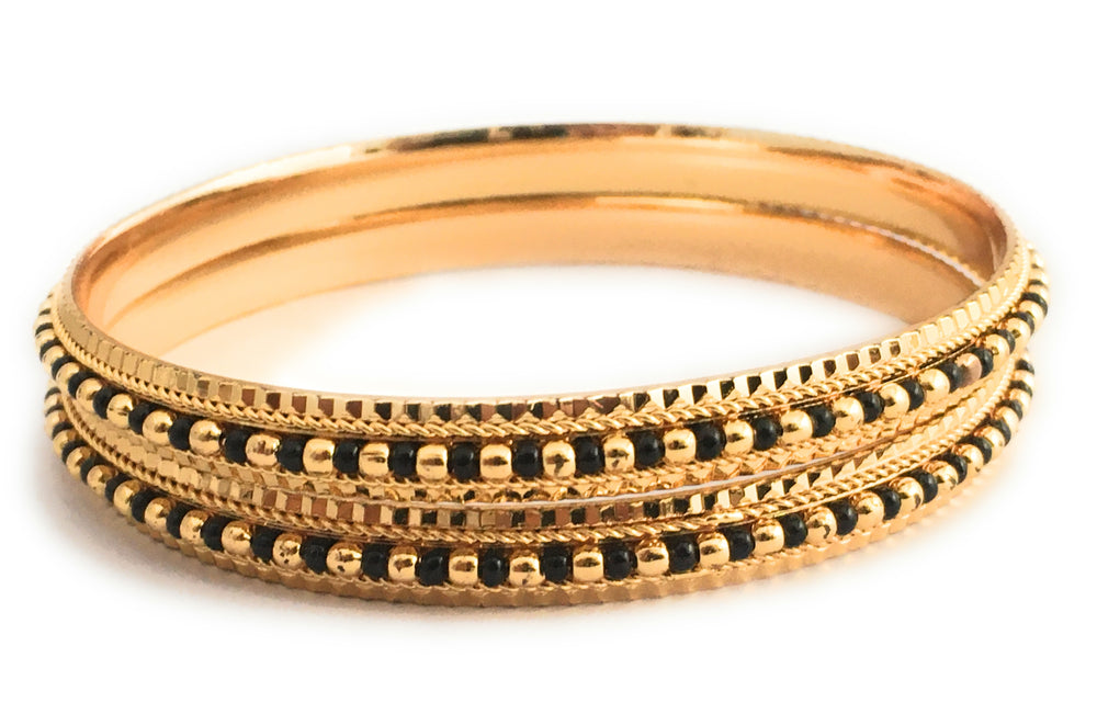 Latest Micro Gold Plated Black Bead Bangles for Women Online - Traditional Jewelry