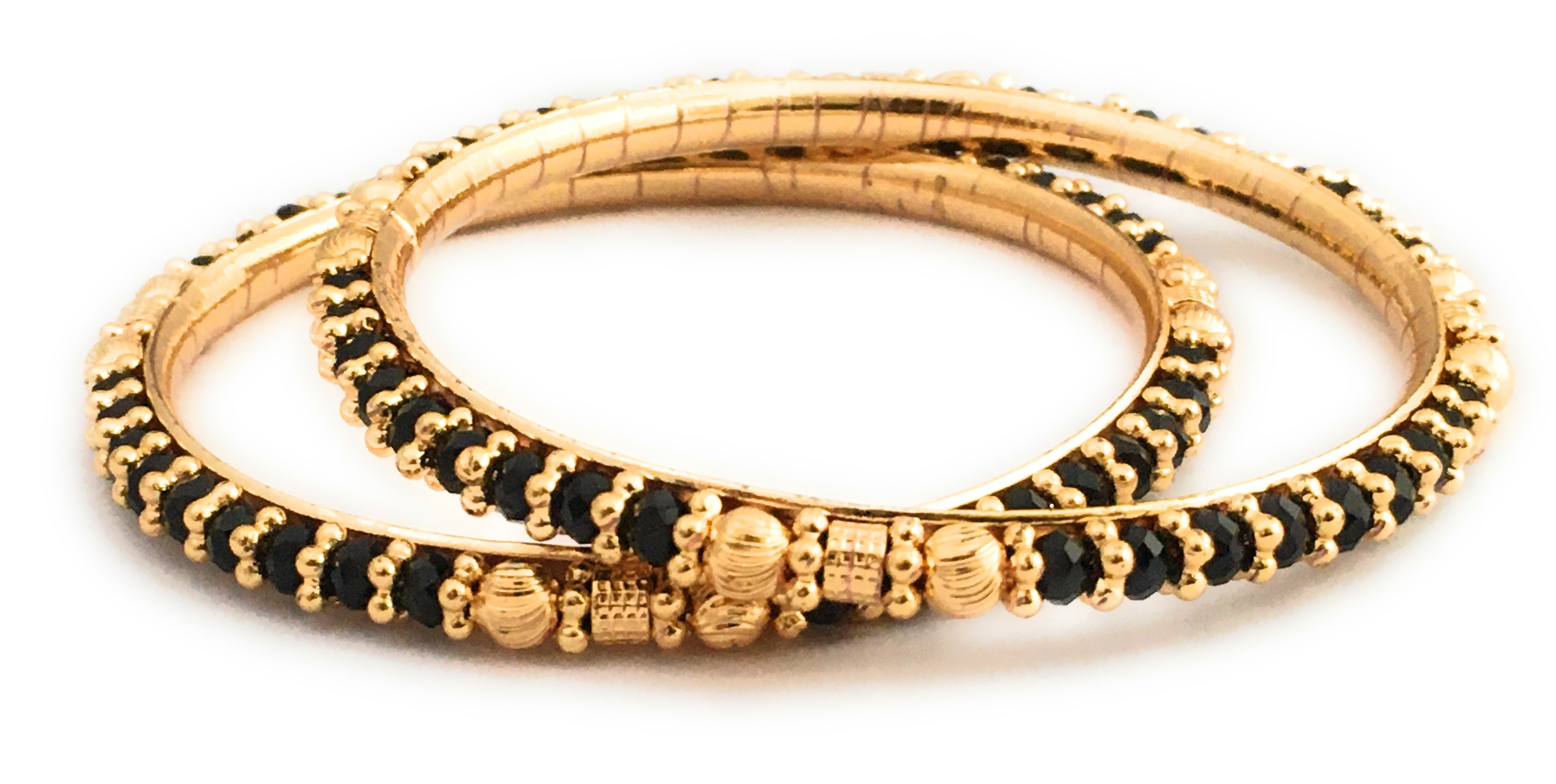 Traditional Micro Gold Plated Black Bangles Online