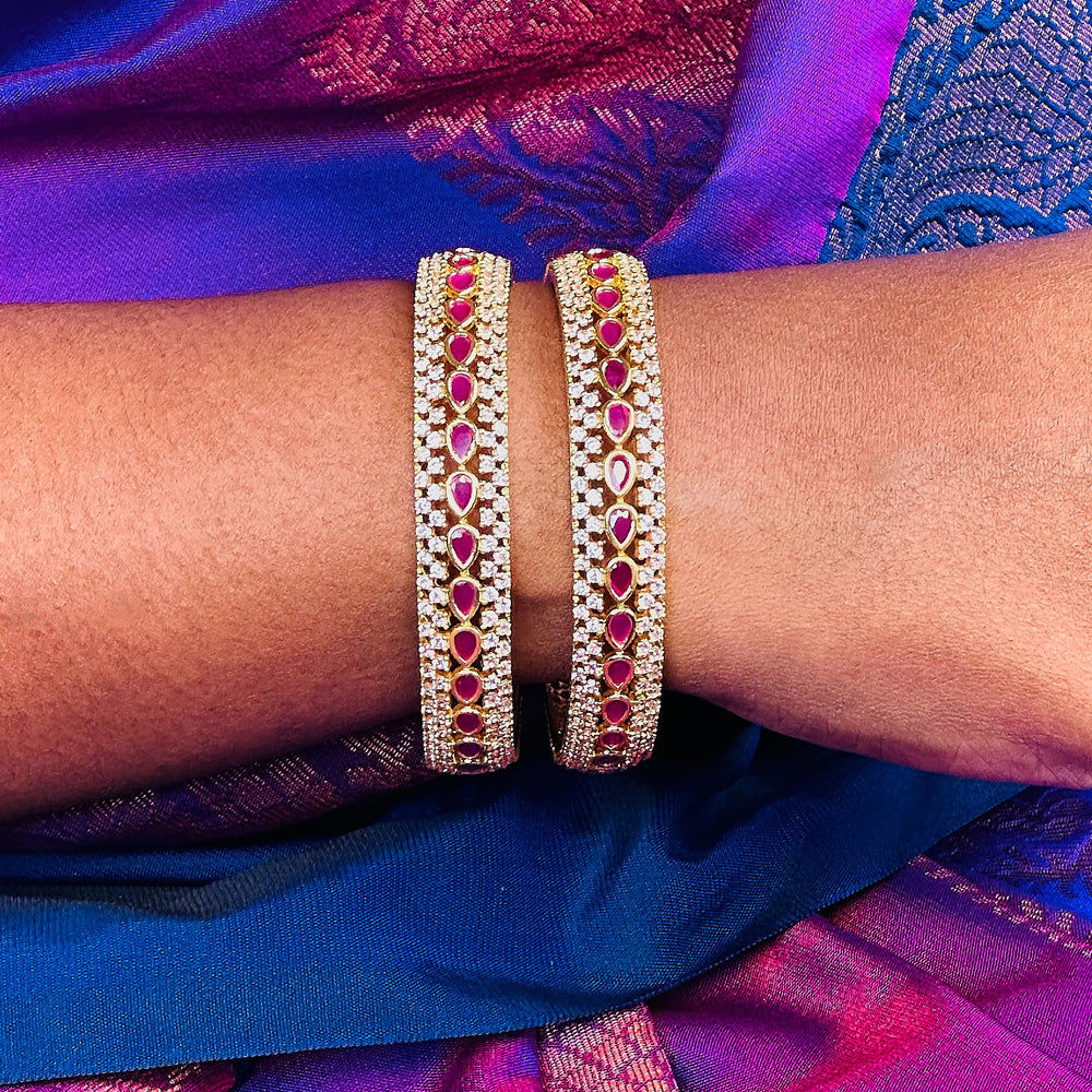 Brass Kada Bangles - Adorned with Ad Stones