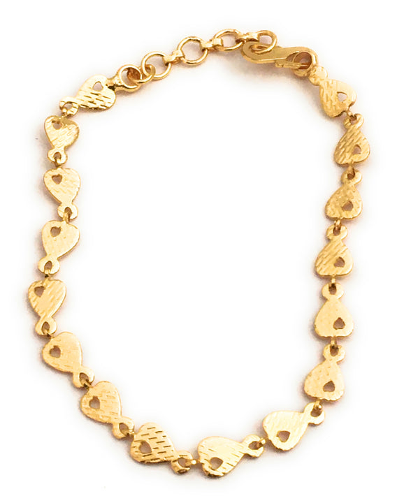 Exquisite Micro Gold Plated Heart-Shaped Traditional Wear Bracelet with Adjustable Ring