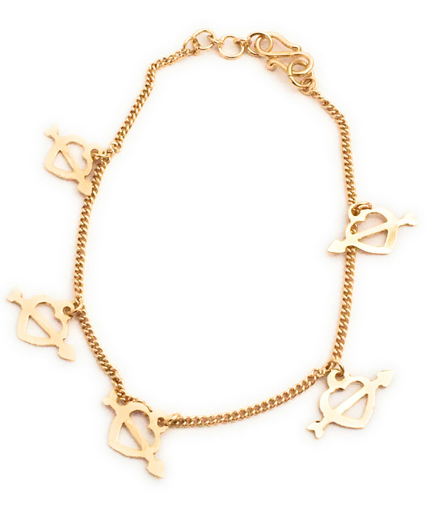 Trending Traditional Wear: Micro Gold-Plated Heart Chain Bracelet | Sasitrends