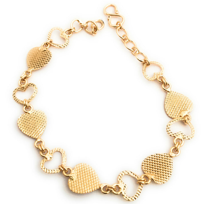 Casual Elegance: Heart-Shaped Micro Gold Finished Bracelet with Adjustable Ring | Sasitrends