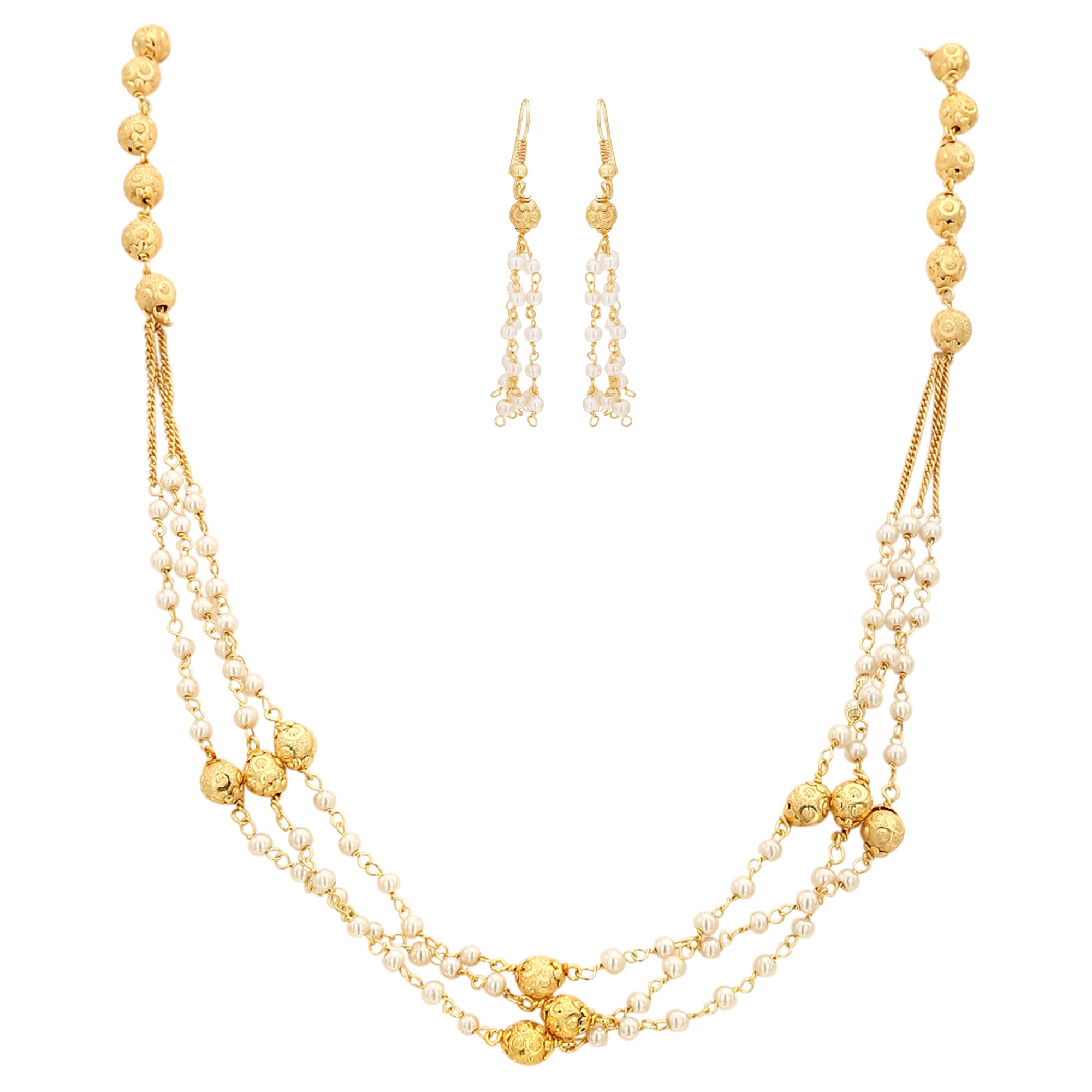 Buy Kord Store Pearl Chain Necklace Set Fish hook Earrings Combo For Girls  Online at Best Prices in India - JioMart.