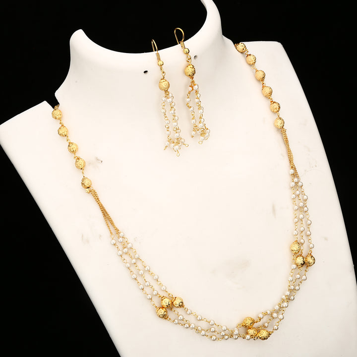 Pearl and Gold Ball Necklace