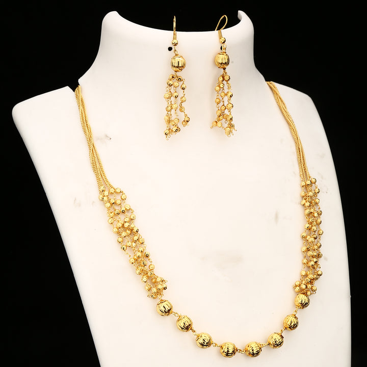 Fancy Look: Three-Layered Golden Bead Jewellery Set with Micro Gold Plating - Sasitrends