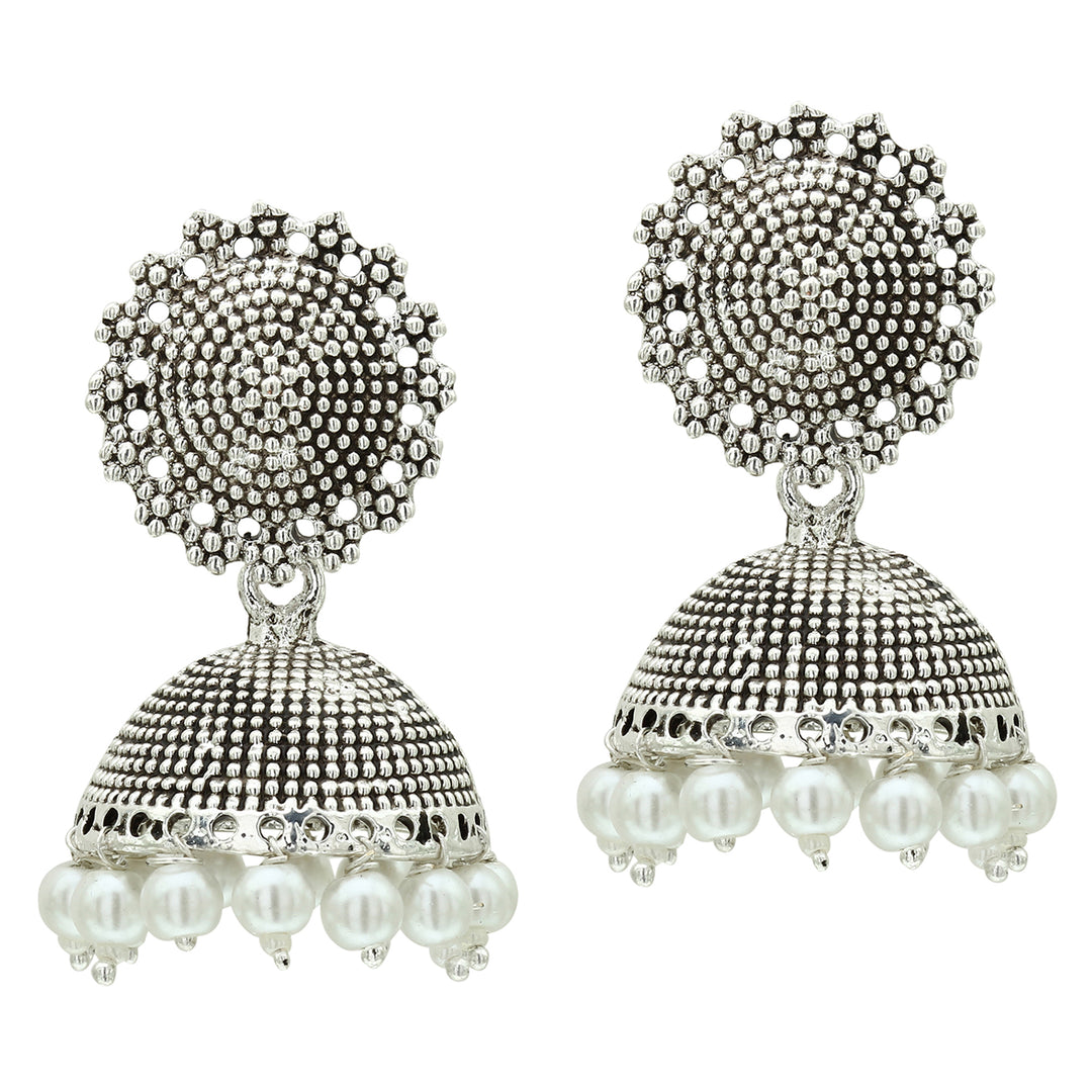 German Silver Pearl Jhumkas