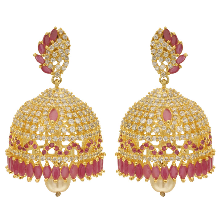 Micro Gold Plated AD Stones Jhumka Earrings - Sasitrends