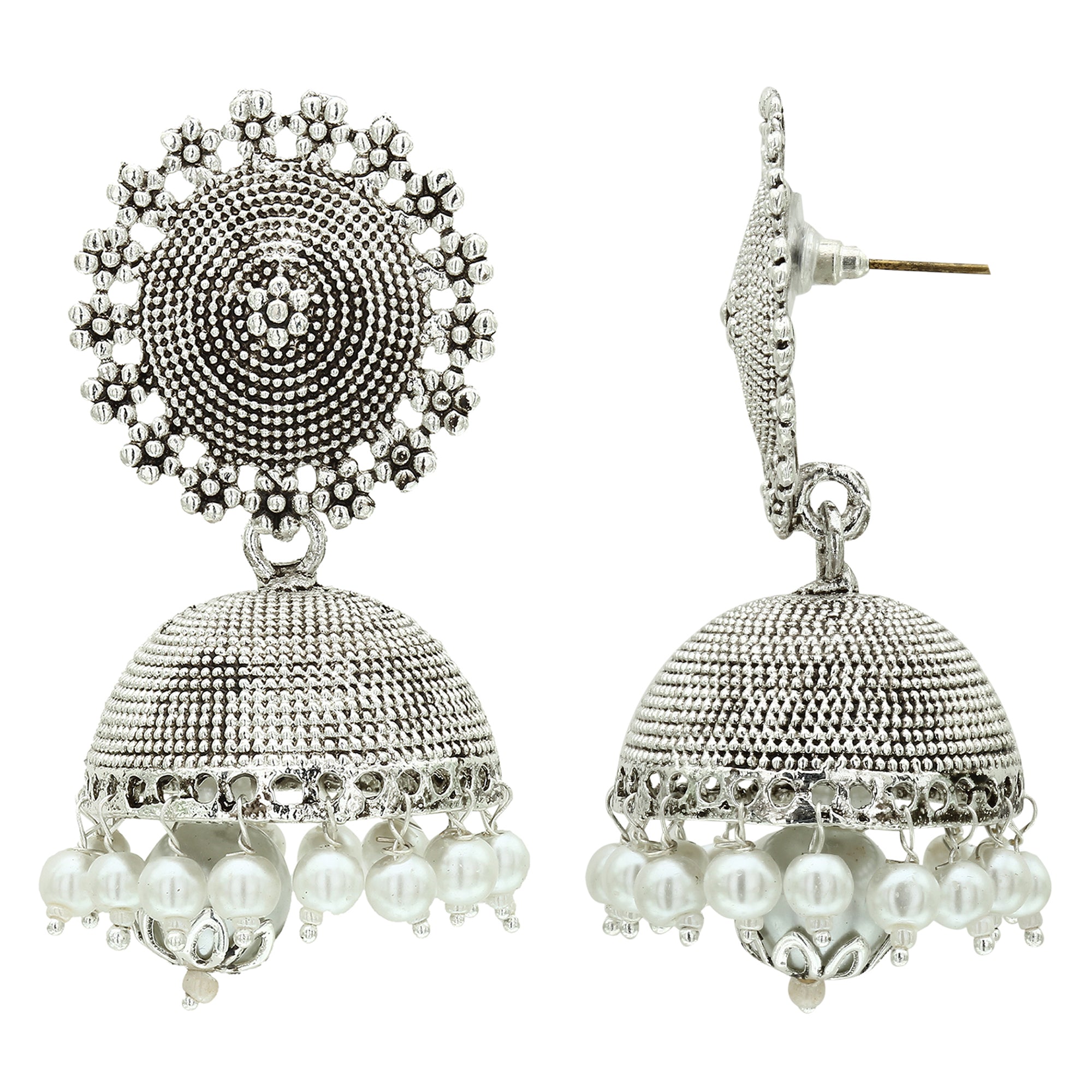 German Silver Jhumka Earrings India