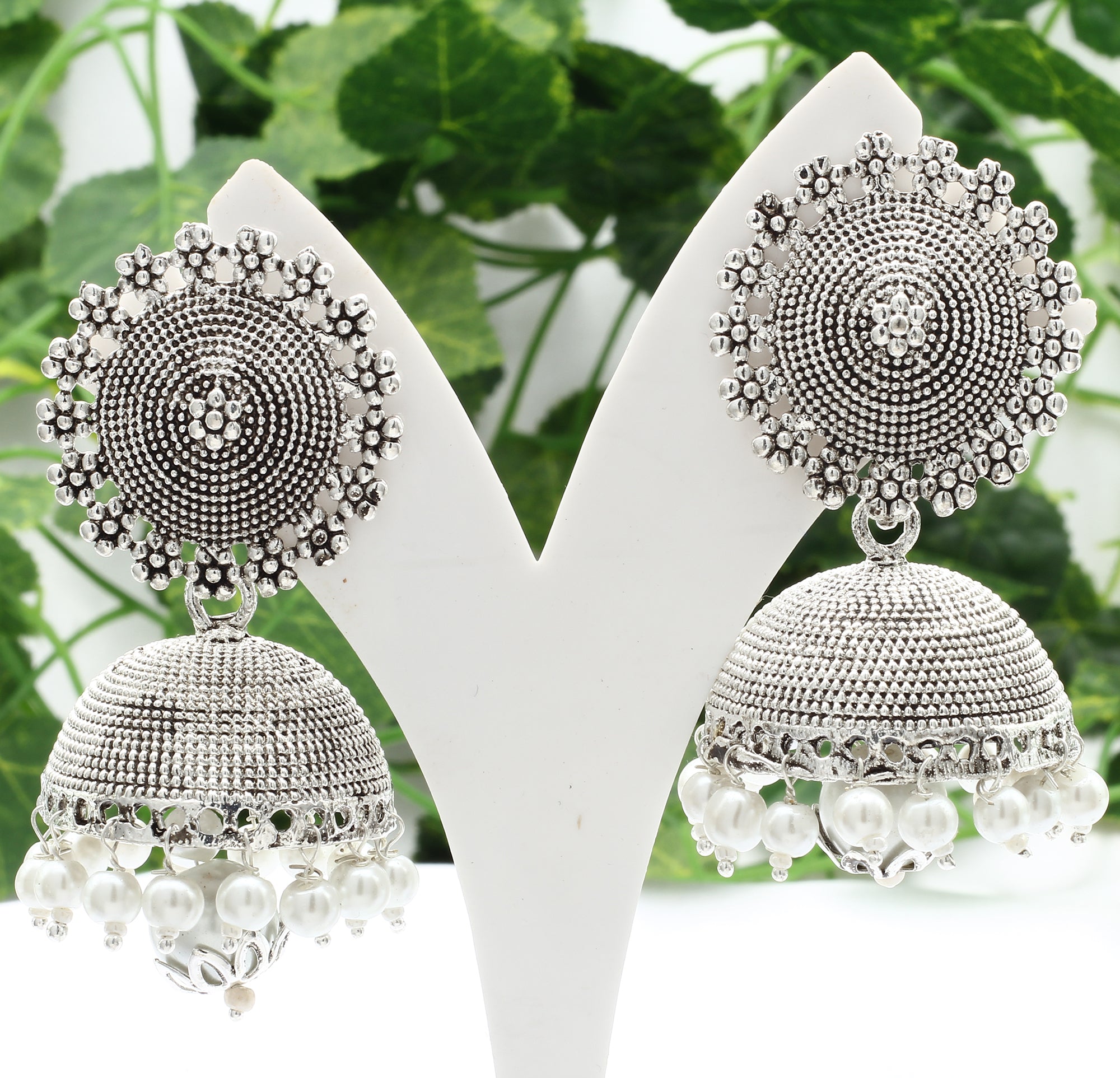 German Silver Jhumka Earrings India