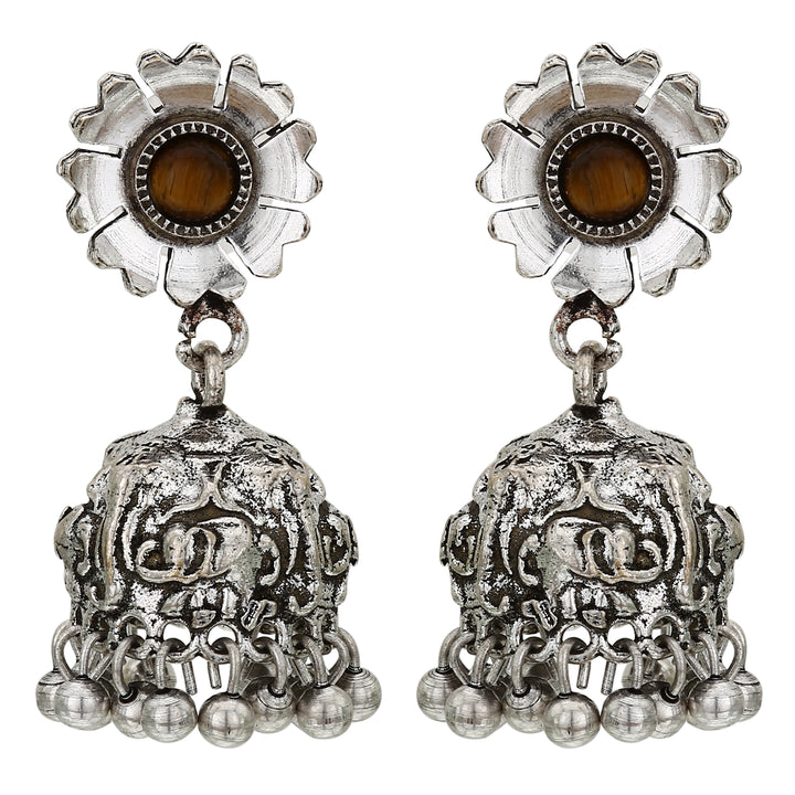 Oxidised German Silver Designer Jumkas Earrings - Sasitrends