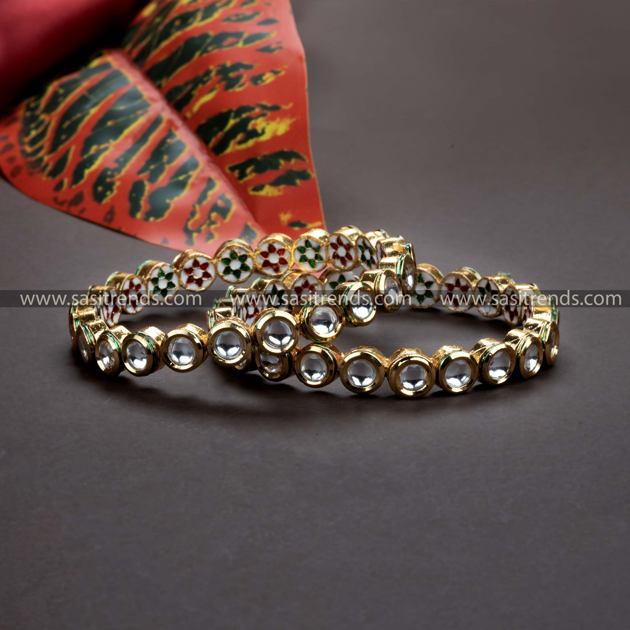 Elegant High Gold Plated Kundan Stone Bangles for Women