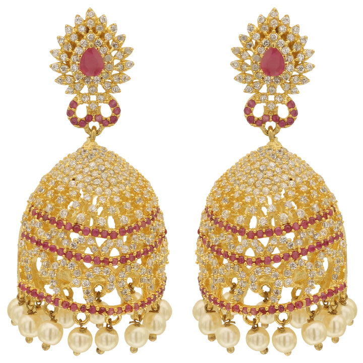 Micro Gold Plated American Diamond Earrings Jhumka - Sasitrends