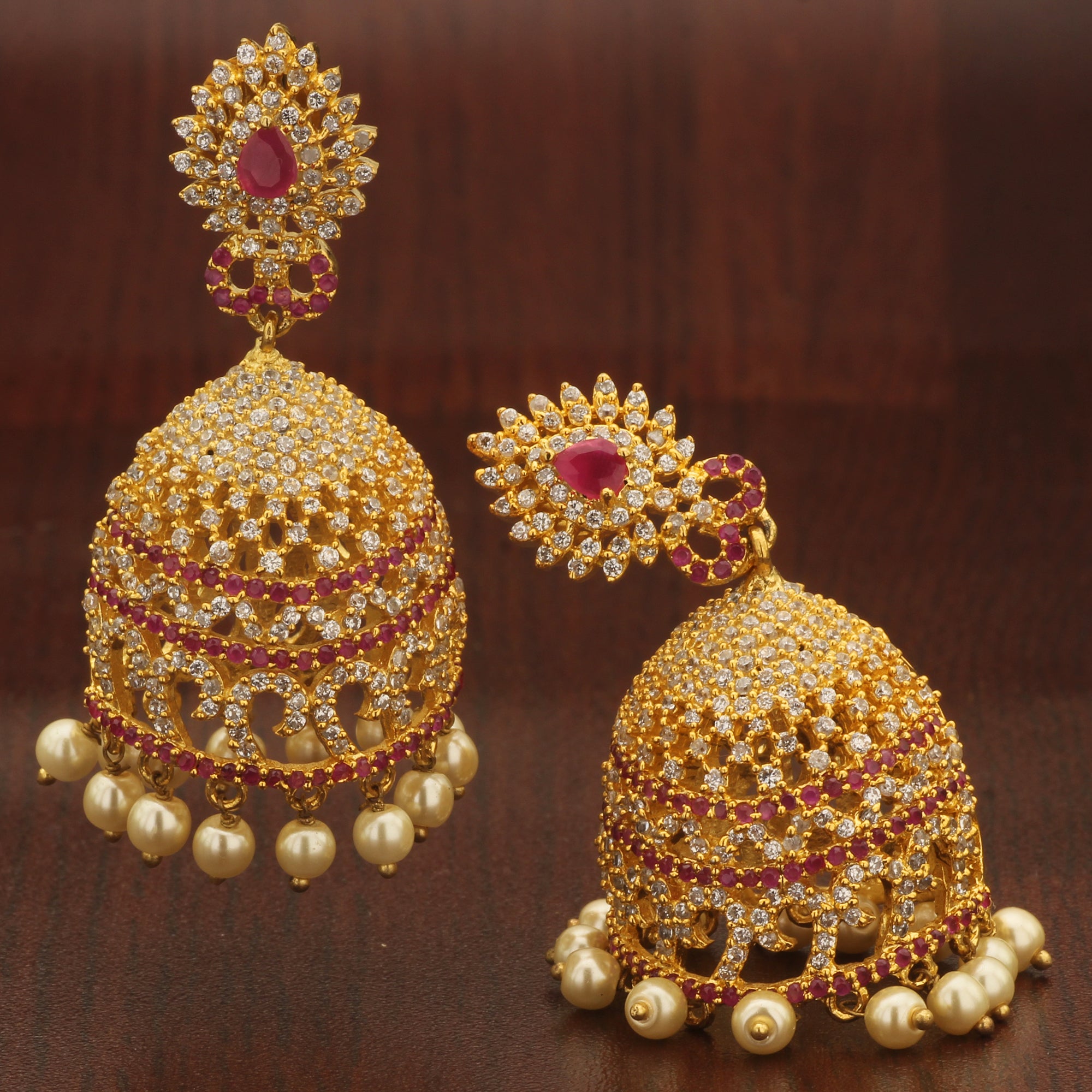 American Diamond Earrings Jhumka