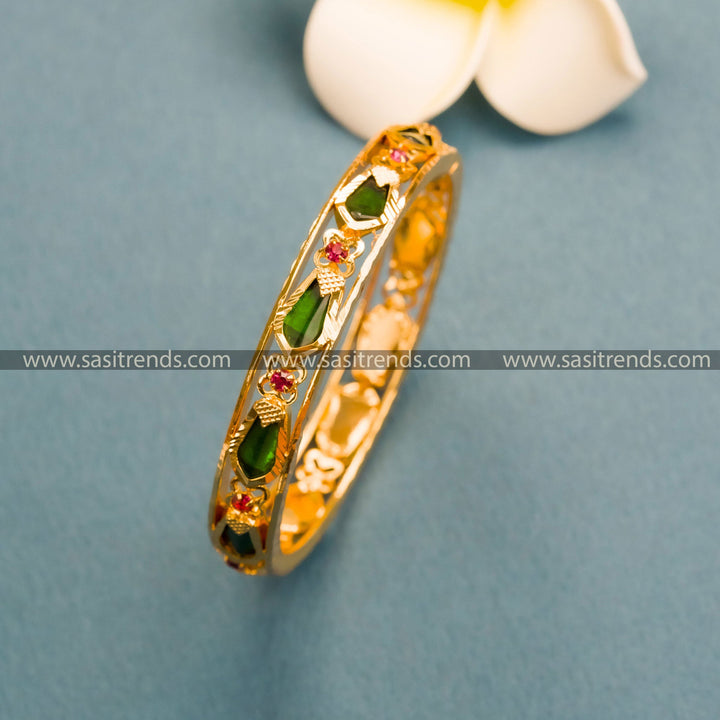 Traditional Kerala Wear: Micro Gold Plated Nagapadam Palakka Bangle