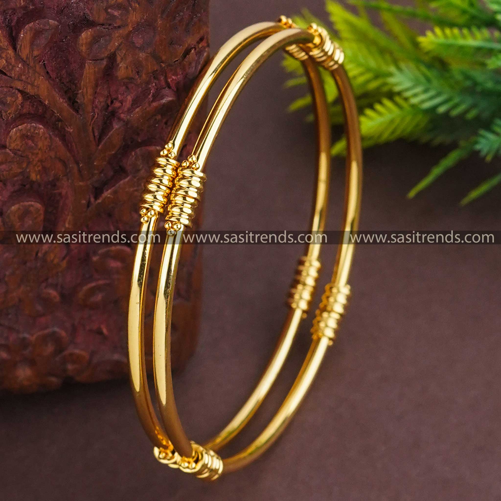 Trendy Traditional Bangle Pair | 24K Gold Plated | Finely Crafted