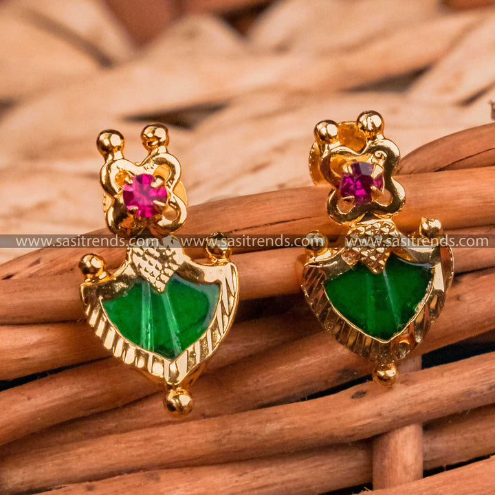 Micro Gold Plated Palakka Earrings - Kerala Tradition and Opulence