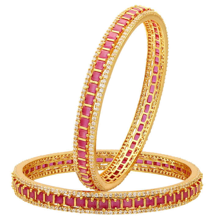 Micro Gold Plated White Ruby AD Stone Bangles 