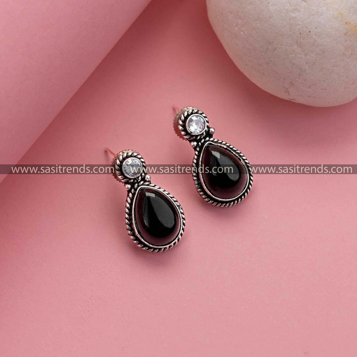 Chic Black Oxidized Earrings - Ideal for Office Wear and Friends' Parties, Monalisa and AD Stones