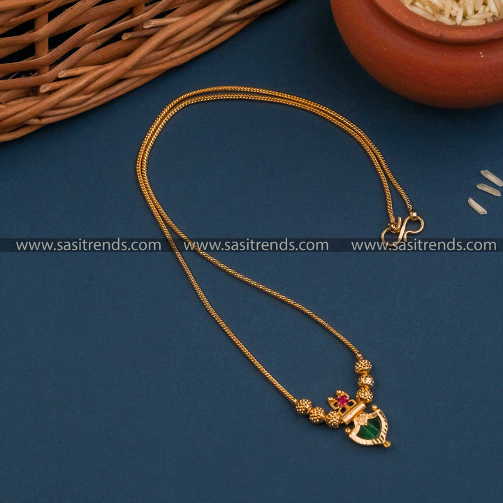 Micro Gold Plated Kerala Style Onam Palakka Necklace - Single Petal Design